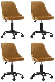 vidaXL Cadeiras de jantar giratórias 4 pcs veludo castanho