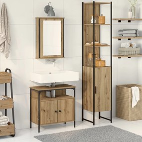 Conjunto de Mesa de Maquilhagem 3 Peças em Madeira de Carvalho Castanh