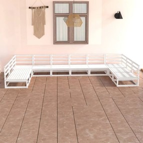 10 pcs conjunto lounge de jardim pinho maciço