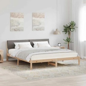 vidaXL Estrutura da cama com cabeceira Marrom e taupe 200 x 200 cm