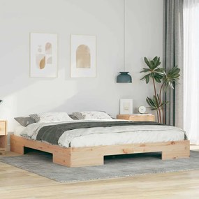 vidaXL Estrutura de cama de chão Castanho Madeira de pinho maciça