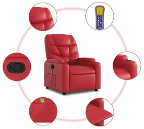 Poltrona de massagens reclinável couro artificial vermelho