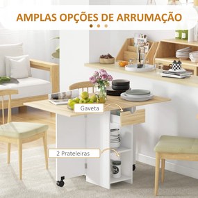 Mesa de Cozinha Dobrável Mesa de Sala de Jantar com Rodas Laterais Reb