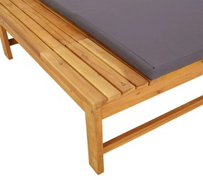 Espreguiçadeira + almofadão/almofada cinza-escuro acácia maciça