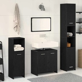 Conjunto de Móveis para Casa de Banho 4 Peças Carvalho Preto Madeira d