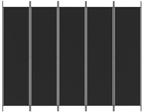 Divisória de quarto com 5 painéis 250x200 cm tecido preto