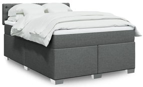vidaXL Cama com molas/colchão 160x200 cm tecido cinzento-escuro