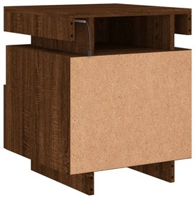 Mesa de cabeceira c/ LEDs 40x39x48,5 cm carvalho castanho