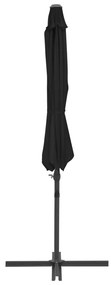 Guarda-sol de jardim cantilever c/ poste de aço 300 cm preto