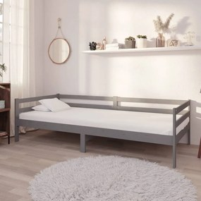 3083556 vidaXL Sofá-cama com colchão 90x200 cm pinho maciço cinzento