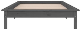 Estrutura cama de solteiro c/ LED 90x190cm madeira maciça cinza