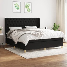 Cama com molas/colchão 160x200 cm tecido preto