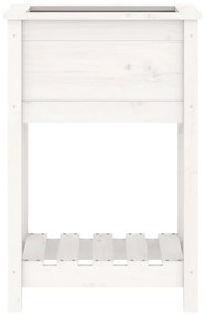 Vaso/floreira com prateleira 54x34,5x81 cm pinho maciço branco