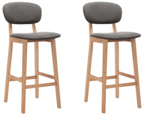 Bancos de bar 2 pcs tecido cinzento-claro