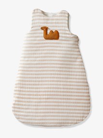 Saco de bebé sem mangas, em gaze de algodão, Wild Sahara branco claro as riscas