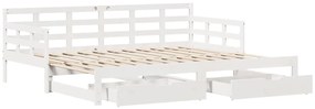 Sofá-cama com gavetão e gavetas sem colchão 90x200 cm branco