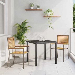 Cadeiras de Jardim Empilháveis - 2 pcs em Rattan Poliéster Cinza