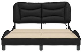 Estrutura de cama c/ luzes LED 140x200cm couro artificial preto