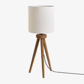 Luminária De Mesa Em Madeira De Manga Simona Madeira De Manga & Branco Ø30 Cm - ↑30 Cm Arlina - Sklum