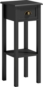 HOMCOM Mesa de Apoio com Gaveta e Prateleira de Armazenamento Estilo Moderno 30x30x75 cm Preto | Aosom Portugal