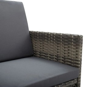 9 pcs conjunto jantar exterior c/ almofadões vime PE cinzento