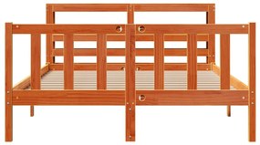 Estrutura cama c/ cabeceira 120x200cm pinho maciço castanho-mel