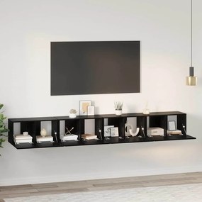 vidaXL Conjunto de móvel de TV com armazenamento com porta 4 pcs Carvalho Preto
