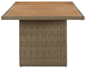 Mesa de jantar jardim 200x100x74 cm vime PE castanho