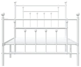 Estrutura de cama com cabeceira e pés 100x190 cm metal branco