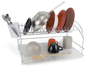 Escorredor de Louça Quttin Prateado Metal Branco Plástico (46,5 x 35,5 x 26 cm)