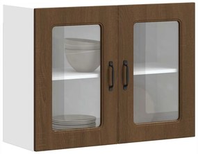 Armário de parede cozinha porta vidro Kalmar carvalho castanho