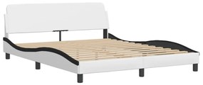 Cama com colchão 160x200 cm couro artificial preto e branco