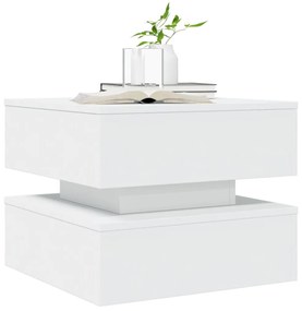 Mesa de centro com luzes LED 50x50x40 cm branco