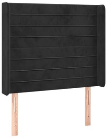 Cabeceira de cama c/ luzes LED veludo 103x16x118/128 cm preto