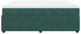 Cama com molas/colchão 200x200 cm veludo verde-escuro