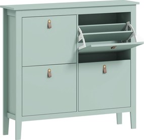 HOMCOM Móvel Sapateiro de Entrada Sapateira Estreito de Entrada 18 pares Sapatos e Puxadores de Couro PU 105x24x95,5 cm Verde Claro | Aosom Portugal