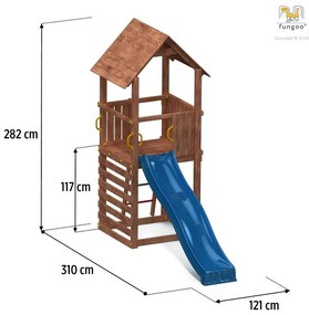 Parque infantil Crianças Exterior CAROL1 com Escorrega, parede escalada, escada com degraus metálicos, pegas e protecções