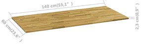 Tampo de mesa madeira carvalho maciça retangular 23 mm 140x60cm