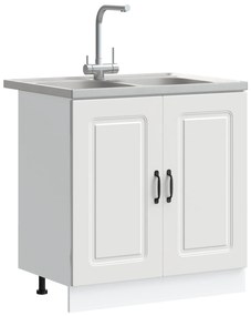 Armário de Cozinha vidaXL 'Kalmar'com Pias Duplas Branco em Estrutura