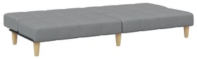 Sofá-cama de 2 lugares c/ apoio de pés tecido cinzento-claro