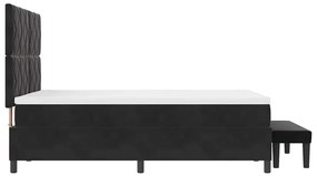 Cama Box com Colchão e Banco Preto 140x200 cm Veludo