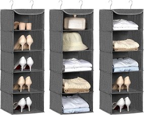 Estante suspensa para arrumação para guarda roupa 30 x 30 x 90 cm cinzento