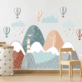 Autocolantes para quarto de criança - Colinas com balões