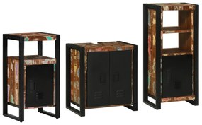vidaXL Conjunto de Móveis para Banheiro com prateleira com armazenamento com porta 3 pcs