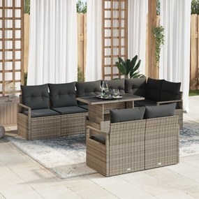 Conjunto de Sofás de Jardim vidaXL de 9 peças com Almofadas Cinzentas