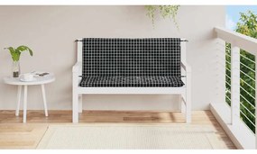 Almofadões p/ banco jardim 2 pcs 120x50x7cm tecido xadrez preto
