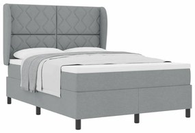 Cama Box com Colchão - Cinza Claro, 140x200 cm, Tecido