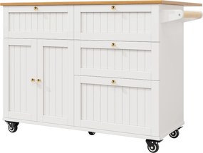 Ilha de cozinha com tampo rebatível, mesa de jantar multifuncional com espaço de arrumação, 133x37,3/70x88 cm, Branco