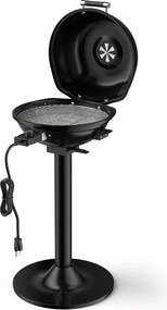 Grelhador elétrico para churrasco portátil com grelha antiaderente removível 52 x 44 x 82 cm Temperatura ajustável 1600W Grelha interior preta