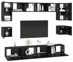 Conjunto de móvel de TV 8 pcs Carvalho Preto 100 x 30 x 30 cm